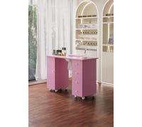The hot sale Manicure Table with Integrated Dust Collector on Wheels in Pink