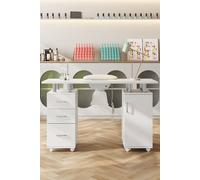 The Hot Sale Mobile Manicure Table Nail Desk In White White