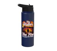 The Hotter The Fire The Cooler The Fighter Quote Firefighter Stainless Steel Insulated Water Bottle