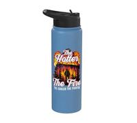 The Hotter The Fire The Cooler The Fighter Quote Firefighter Stainless Steel Insulated Water Bottle