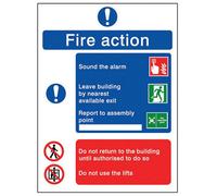 The House Nameplate Company 5 Point Fire Action Polyvinyl Chloride (Pvc) Safety Sign, (H)200mm (W)150mm