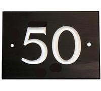 The House Nameplate Company Black & White Slate Non Self-Adhesive Rectangular House Number 50, (H)102mm (W)140mm