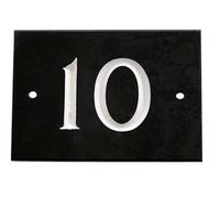 The House Nameplate Company Black & White Slate Rectangular House Number 10, (H)102mm (W)140mm