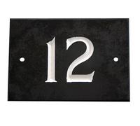 The House Nameplate Company Black & White Slate Rectangular House Number 12, (H)102mm (W)140mm