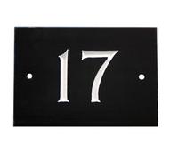 The House Nameplate Company Black & White Slate Rectangular House Number 17, (H)102mm (W)140mm