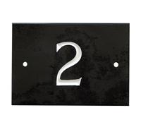 The House Nameplate Company Black & White Slate Rectangular House Number 2, (H)102mm (W)140mm