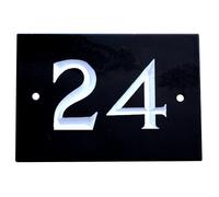 The House Nameplate Company Black & White Slate Rectangular House Number 24, (H)102mm (W)140mm
