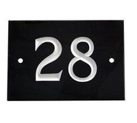 The House Nameplate Company Black & White Slate Rectangular House Number 28, (H)102mm (W)140mm