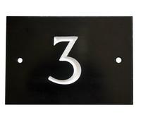 The House Nameplate Company Black & White Slate Rectangular House Number 3, (H)102mm (W)140mm