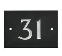 The House Nameplate Company Black & White Slate Rectangular House Number 31, (H)102mm (W)140mm