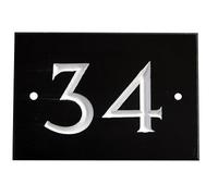 The House Nameplate Company Black & White Slate Rectangular House Number 34, (H)102mm (W)140mm
