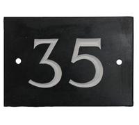 The House Nameplate Company Black & White Slate Rectangular House Number 35, (H)102mm (W)140mm