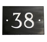 The House Nameplate Company Black & White Slate Rectangular House Number 38, (H)102mm (W)140mm