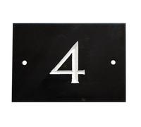 The House Nameplate Company Black & White Slate Rectangular House Number 4, (H)102mm (W)140mm