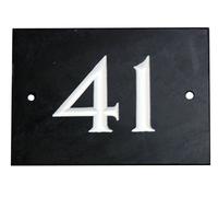 The House Nameplate Company Black & White Slate Rectangular House Number 41, (H)102mm (W)140mm