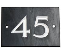 The House Nameplate Company Black & White Slate Rectangular House Number 45, (H)102mm (W)140mm