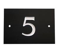 The House Nameplate Company Black & White Slate Rectangular House Number 5, (H)102mm (W)140mm