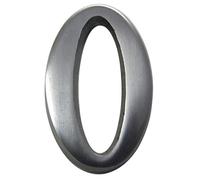 The House Nameplate Company Brushed Silver Effect Aluminium Self-Adhesive House Number 0, (H)40mm (W)25mm