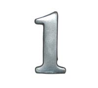 The House Nameplate Company Brushed Silver Effect Aluminium Self-Adhesive House Number 1, (H)50mm (W)25mm