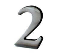 The House Nameplate Company Brushed Silver Effect Aluminium Self-Adhesive House Number 2, (H)50mm (W)25mm
