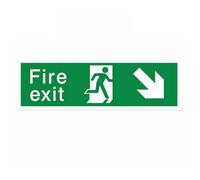 The House Nameplate Company Fire Exit With Arrow Down Right Polyvinyl Chloride (Pvc) Safety Sign, (H)125mm (W)400mm