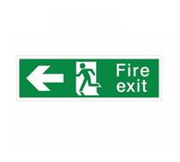 The House Nameplate Company Fire Exit With Arrow Left Polyvinyl Chloride (Pvc) Safety Sign, (H)125mm (W)400mm