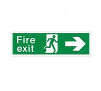 The House Nameplate Company Fire Exit With Arrow Right Polyvinyl Chloride (Pvc) Safety Sign, (H)125mm (W)400mm
