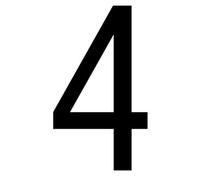 The House Nameplate Company Gloss Black Upvc Self-Adhesive House Number 4, (H)60mm (W)40mm