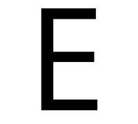 The House Nameplate Company Gloss Black & White Upvc Self-Adhesive House Letter E, (H)60mm (W)40mm