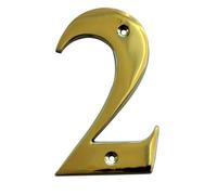 The House Nameplate Company Polished Brass House Number 2, (H)100mm (W)65mm