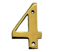 The House Nameplate Company Polished Brass House Number 4, (H)100mm (W)65mm