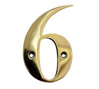 The House Nameplate Company Polished Brass House Number 6, (H)100mm (W)65mm