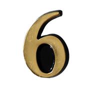 The House Nameplate Company Polished Brass Self-Adhesive House Number 6, (H)50mm (W)25mm