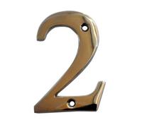 The House Nameplate Company Polished Chrome Effect Metal House Number 2, (H)100mm (W)63mm