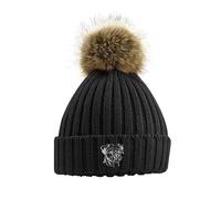 The House Of Dog: Border Terrier Owner Hat Gift. Faux Fur Pom Pom Chunky Knit Super Soft Unisex Embroidered Beanie Black