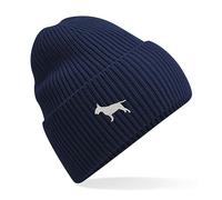 The House Of Dog: Bull Terrier Owner Gift. Oversized Cuffed Beanie Ski Hat. Navy