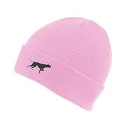 The House Of Dog: English Pointer Owner Gift. Classic Cuffed Unisex Beanie Ski Hat with Embroidered Design. Pink