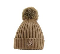 The House Of Dog: English Springer Spaniel Owner Hat Gift. Faux Fur Pom Pom Chunky Knit Super Soft Unisex Embroidered Beanie Brown