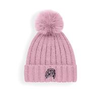 The House Of Dog: English Springer Spaniel Owner Hat Gift. Faux Fur Pom Pom Chunky Knit Super Soft Unisex Embroidered Beanie Pink