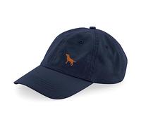 THE HOUSE OF DOG: Fox Red Labrador Retriever Owner Gift. 100% Washed Chino Cotton Embroidered 6 Panel Unstructured Baseball Cap. Navy