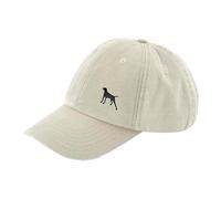 The House Of Dog: German Pointer Owner Gift. Distressed Vintage Washed 100% Heavyweight Brushed Cotton Embroidered 6 Panel Low Profile Baseball Cap. Natural