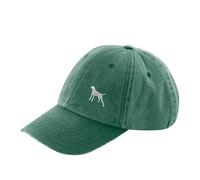 The House Of Dog: German Pointer Owner Gift. Distressed Vintage Washed 100% Heavyweight Brushed Cotton Embroidered 6 Panel Low Profile Baseball Cap. Green