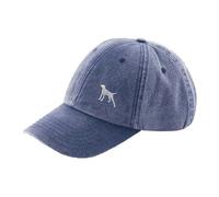The House Of Dog: German Pointer Owner Gift. Distressed Vintage Washed 100% Heavyweight Brushed Cotton Embroidered 6 Panel Low Profile Baseball Cap. Navy