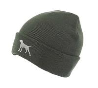 The House Of Dog: German Shorthaired Pointer Owner Gift. Classic Cuffed Unisex Beanie Ski Hat with Embroidered Design. Olive