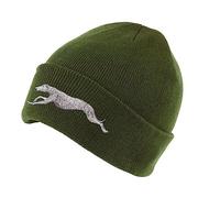 The House Of Dog Greyhound Lurcher Owner Gift. Classic Cuffed Unisex Beanie Ski Hat with Embroidered Design. Olive
