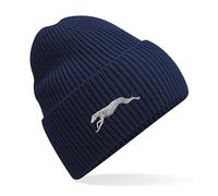 The House Of Dog: Greyhound Lurcher Owner Gift. Oversized Cuffed Beanie Ski Hat. Navy