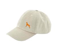THE HOUSE OF DOG: Hungarian Vizsla Owner Gift. Distressed Vintage Washed 100% Heavyweight Brushed Cotton Embroidered 6 Panel Low Profile Baseball Cap. Natural