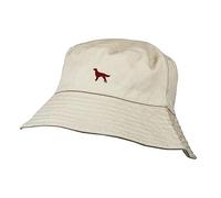 The House Of Dog: Irish Red Setter Owner Gift. 100% Washed Chino Cotton Embroidered Bucket Hat with Cotton Lining. Stone