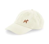 THE HOUSE OF DOG: Irish Terrier Owner Gift. 100% Washed Chino Cotton Embroidered 6 Panel Unstructured Baseball Cap. Natural