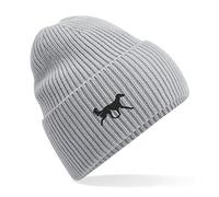 The House Of Dog: Saluki Owner Gift. Oversized Cuffed Beanie Ski Hat. Grey